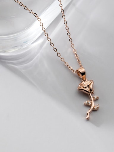 Rose Gold 925 Sterling Silver Cubic Zirconia Flower Dainty Necklace