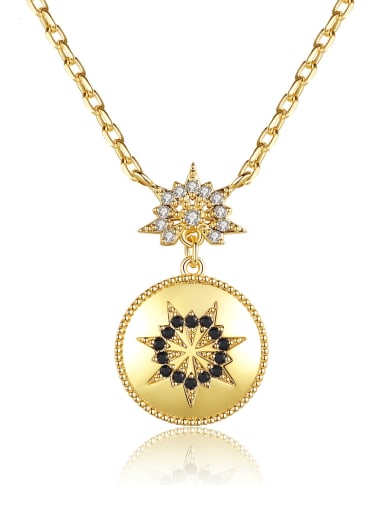 Brass Cubic Zirconia Geometric Vintage Pendant Necklace