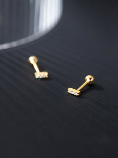 Gold 925 Sterling Silver Cubic Zirconia Geometric Dainty Stud Earring