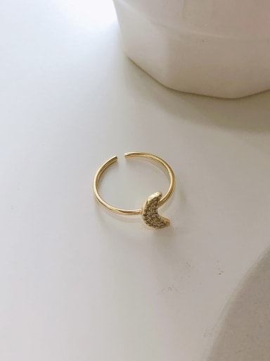 925 Sterling Silver Cubic Zirconia Moon Minimalist Band Ring