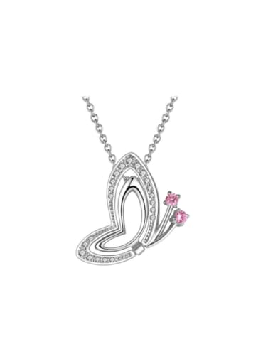 platinum 925 Sterling Silver Cubic Zirconia Butterfly Minimalist Necklace