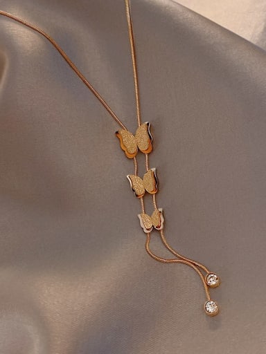 Titanium Steel Butterfly Minimalist Lariat Necklace
