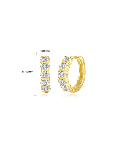 FDEH 078 Gold 925 Sterling Silver Cubic Zirconia Geometric Minimalist Huggie Earring