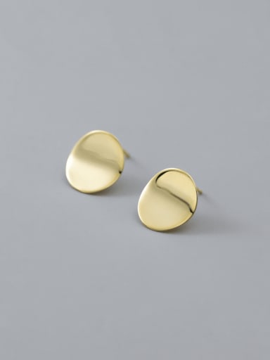 Gold 925 Sterling Silver Round Minimalist Stud Earring
