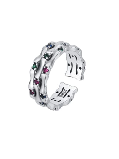 925 Sterling Silver Cubic Zirconia Geometric Vintage Stackable Ring