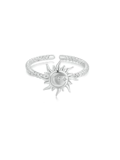 925 Sterling Silver Sun Moon Minimalist Band Ring