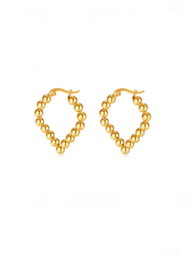 GE879 Steel Earrings Gold Stainless steel Bead Geometric Hip Hop Huggie Earring