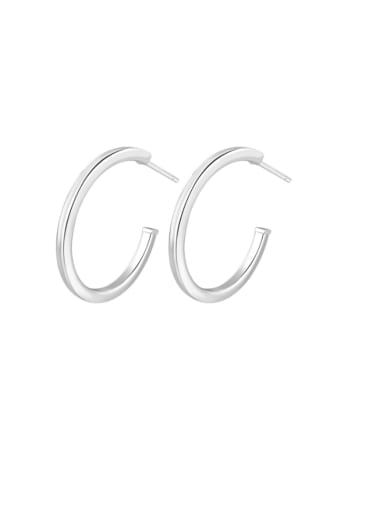 925 Sterling Silver Geometric Minimalist C Shape Hoop Earring
