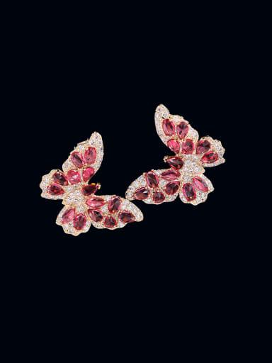 custom Brass Cubic Zirconia Butterfly Luxury Cluster Earring