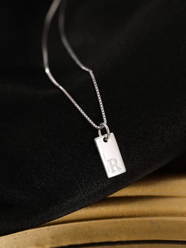 NS969  Platinum 925 Sterling Silver Geometric Minimalist Necklace