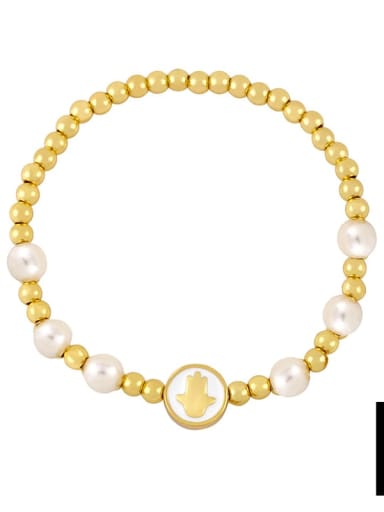 D Brass Imitation Pearl Star Vintage Adjustable Bracelet