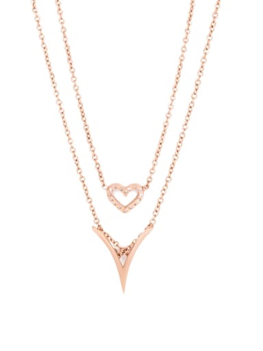 Alloy Cubic Zirconia Heart Dainty Multi Strand Necklace