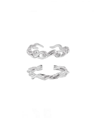 925 Sterling Silver Cubic Zirconia Irregular Dainty Band Ring