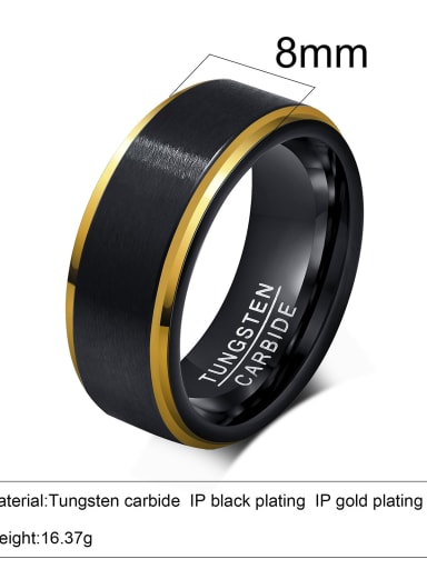 Black Gold 7 12 Tungsten Geometric Minimalist Band Ring