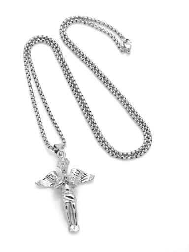 custom Stainless steel Angel Hip Hop Long Strand Necklace