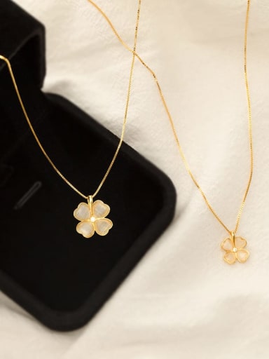 NS746 [Small Gold] 925 Sterling Silver Shell Flower Minimalist Necklace