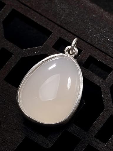 990 Sterling Silver Jade Vintage Water Drop Pendant