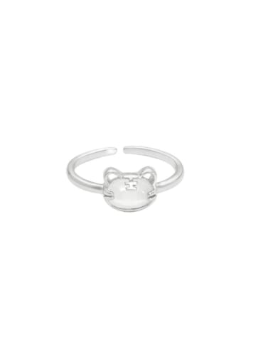 925 Sterling Silver Cats Eye Cat Cute Band Ring