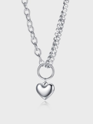 Titanium Steel Heart Hip Hop Hollow Chain Necklace