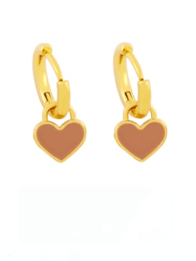 Brass Enamel Heart Minimalist Huggie Earring