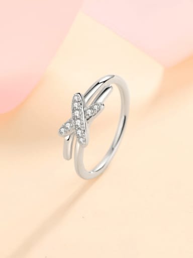 925 Sterling Silver Moissanite Cross Dainty Stackable Ring