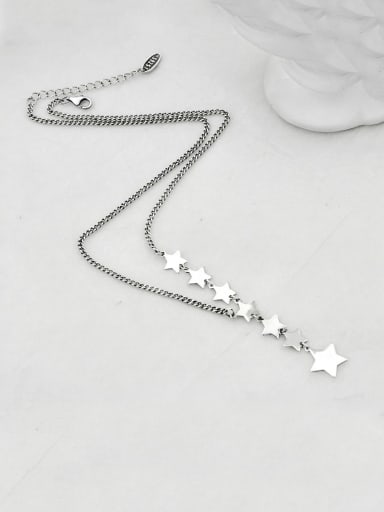 Vintage Sterling Silver With Platinum Plated Simplistic Star Necklaces