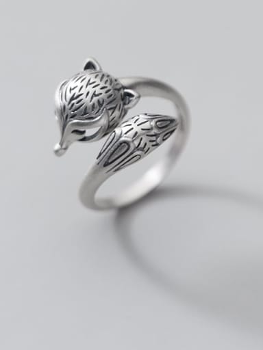 925 Sterling Silver Hollow Fox Vintage Band Ring