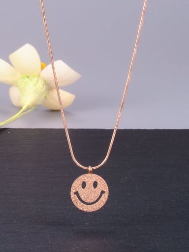 Titanium Round Minimalist Smiley pendant  Necklace