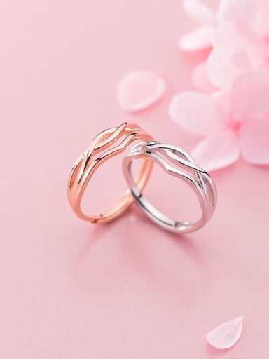 925 Sterling Silver  Minimalist Lines Simple Weave Twist Free Size Ring
