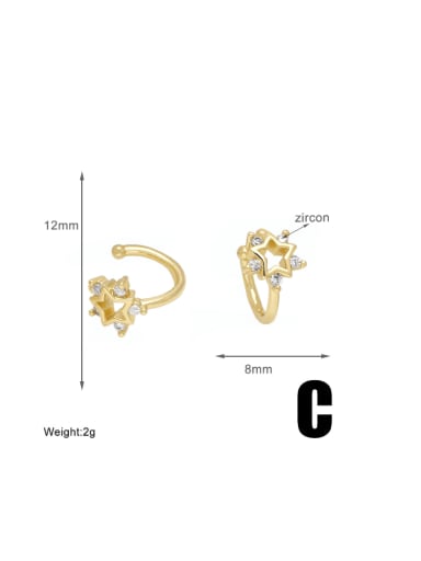 C Brass Cubic Zirconia Geometric Minimalist Hook Earring