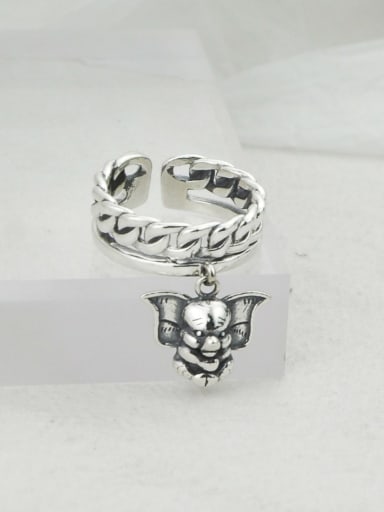 Vintage Sterling Silver With Antique Silver Plated Vintage Elephant Free Size Rings