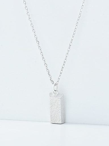 Platinum 925 Sterling Silver Smooth Geometric Minimalist Pendant Necklace