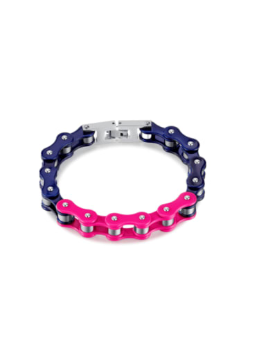 GS1576 Steel Hand Chain Blue Pink Stainless steel Geometric Hip Hop Contrast Color Biker Chain Bracelet