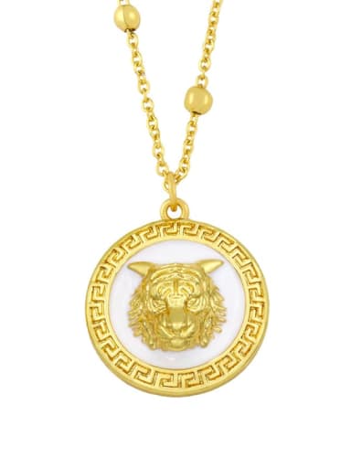 Brass Cubic Zirconia Tiger Vintage Necklace