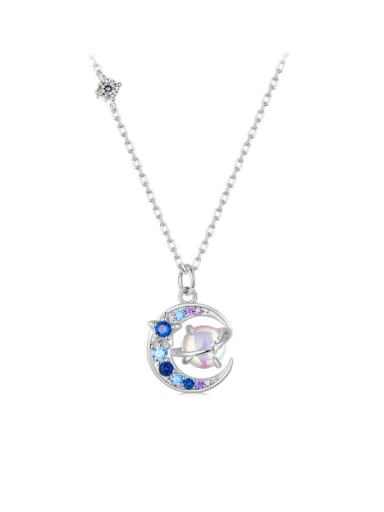 925 Sterling Silver Cubic Zirconia Planet Dainty Necklace