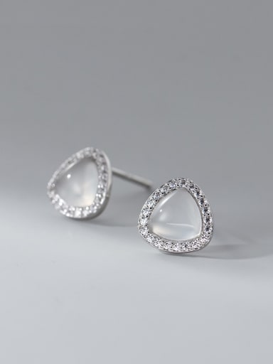 925 Sterling Silver Cats Eye Geometric Minimalist Stud Earring