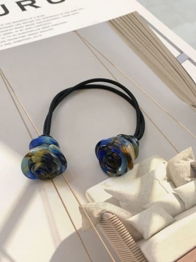 blue Cellulose Acetate Cute  Leopard head rope Double-headed rose Rubber band  Hair Rope