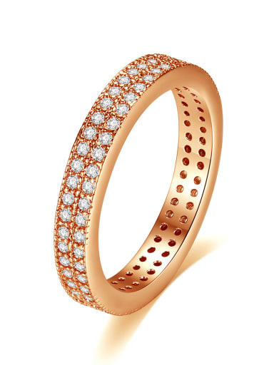 Copper Cubic Zirconia Round Minimalist Band Ring