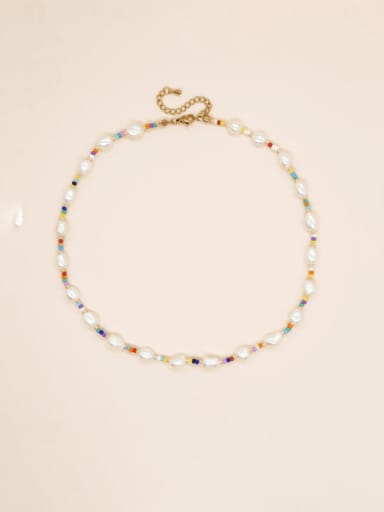 ZZ N220059A Brass Multi Color Glass beads Round Bohemia Necklace