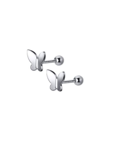 sliver 925 Sterling Silver Butterfly Minimalist Stud Earring