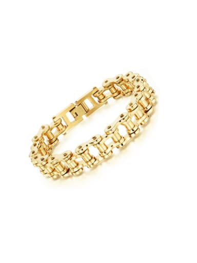 781  Gold Long 21.5cm Stainless steel Geometric Chain Hip Hop Link Bracelet