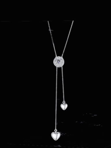 925 Sterling Silver Moissanite Heart Dainty Tassel Necklace