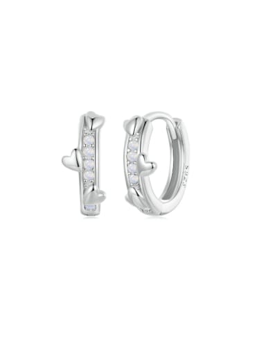925 Sterling Silver Cubic Zirconia Heart Trend Huggie Earring