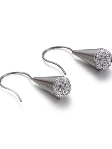 Stainless Steel Rhinestone White Triangle Minimalist Hook Earring