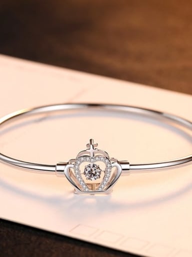 925 Sterling Silver Cubic Zirconia Simple fashion crown Bracelet