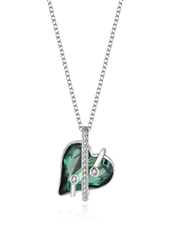 JYXZ 025 (green) 925 Sterling Silver Austrian Crystal Heart Classic Necklace