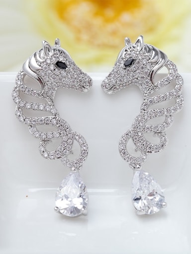 Main stone white platinum plated t08b17 Copper Cubic Zirconia Leopard Ethnic Drop Earring