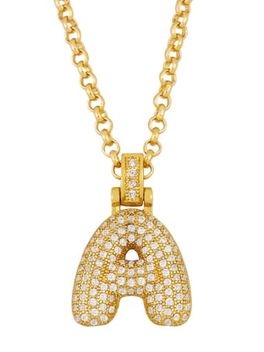 A Brass Cubic Zirconia Letter Ethnic Necklace