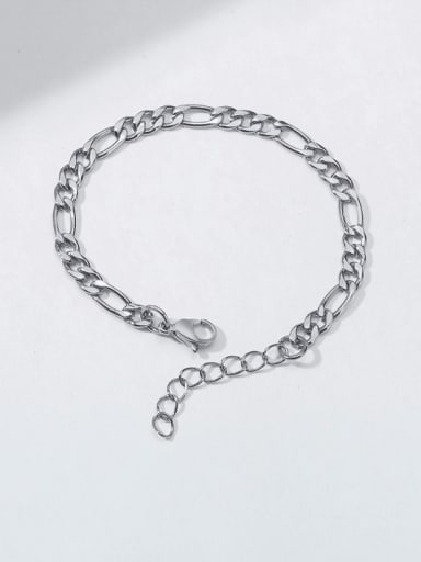 Steel color 7mm Titanium Steel Geometric Minimalist Link Bracelet