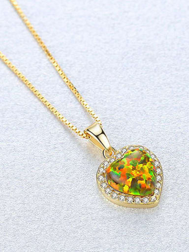 Yellow 20f06 925 Sterling Silver Opal Multi Color heart Necklace